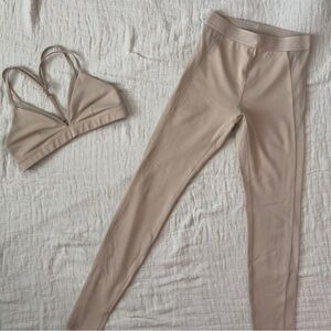 Beige Sports Bra and Leggings Set